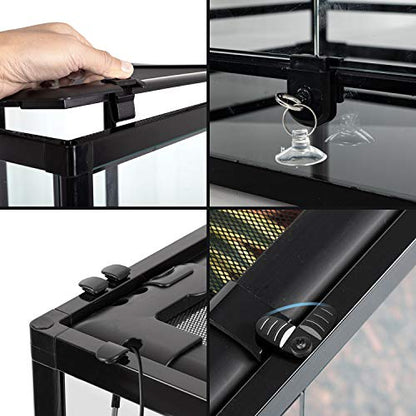 REPTI ZOO Large 34 Gallon Reptile Glass Tank,Front Opening Double Hinge Door 24" x 18" x 18", Screen Ventilation Terrarium (Backgrounds not Include) - size: 24" x 18" x 18" (34 Gallon)