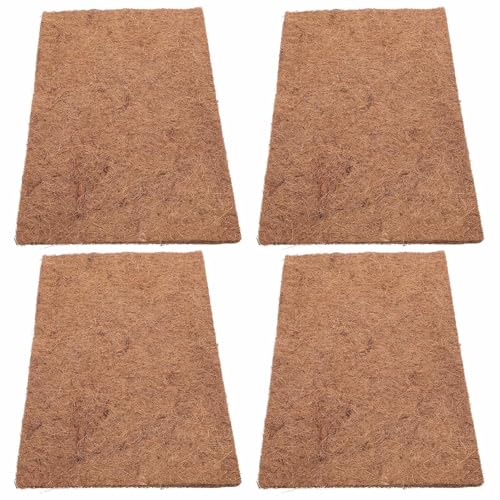 4pcs Natural Coconut Fiber Reptile Mats for Bearded Dragon Tank Decor Antislip Surface and Versatile Use, Substrate Liner for Home Breeding and Pet Stores