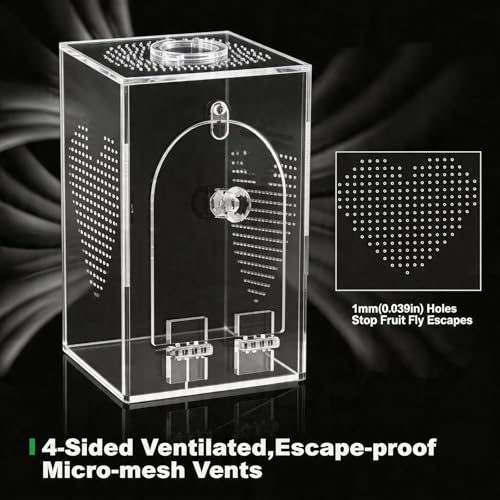 Cycodo Jumping Spider Enclosure,Seamless Escape-Proof Tarantula Terrarium,Anti-Warp Thickened Acrylic Insect Cage with Front Door & Feeding Port for Mantis,Hermit Crabs,Snail,Micro Reptile,5 * 5 * 8"