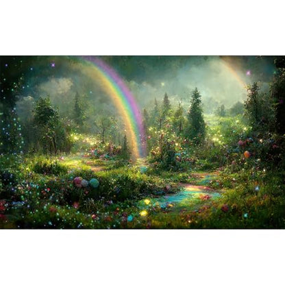 Fantasy Flower Garden Aquarium Background Various Flowers Rainbow Fish Tank Background Misty Foggy Night Sparking Stars Terrarium Backgrounds Stunning Flowers Scene Reptile Tank Backgrounds 24x12in - color: Purple_Green, size: 24(W)x12(H)in