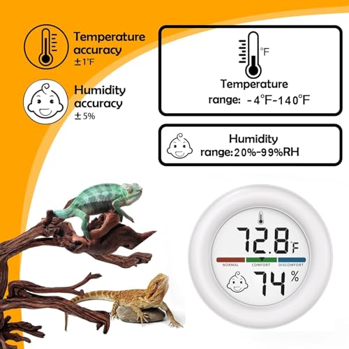 Reptile Tank Thermometer, Mini Digital Hygrometer Thermometer Gauge, Indoor Outdoor Temperature Humidity Meter for Greenhouse Humidors Incubators Reptile Terrarium Jars, Fahrenheit (℉) or Celsius(℃)