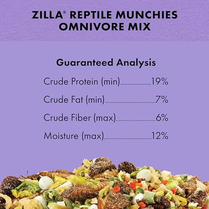 Zilla Reptile Munchies, Omnivore Mix, Dehydrated and Sun Dried Vegetables and Insects, 4 Ounces | Dehydrated and Sun Dried Vegetables and Insects