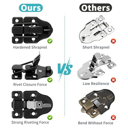 2 Pack Small Toggle Latches for Wooden Boxes Guitar Case Latch Replacement Chest Latches Hardware for Metal Tool Box Duckbilled for Road Case Door Latch Hardware, Black