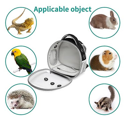 Portable Travel pet Backpack Carrier Hamster Bag Guinea Pig Bird Small Dog cat Turtle Carrier Rabbit Cage Squirrel Bearded Dragon Breathable Hangbag (Black) - color: black