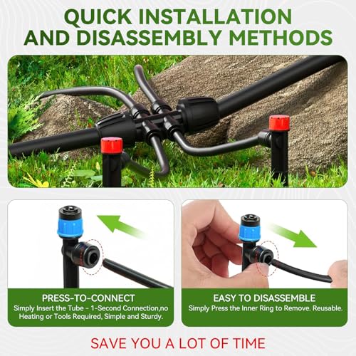 Drip Irrigation System, 106FT Quick Connect Garden Watering | Automatic watering with leak-free push-fit connectors, adjustable drip emitters for gardens, raised beds, greenhouses & lawns - size: 24FT 1/2''Main tube+82FT 1/4'' tube