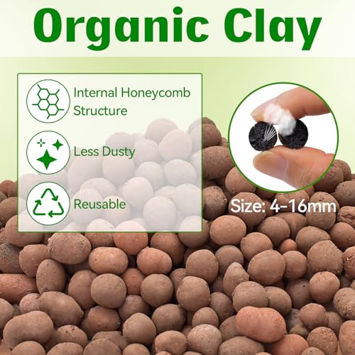 Halatool 2QT Leca Clay Balls for Terrarium Substrate – Lightweight Drainage | Organic Expanded Clay Pebbles for Reptile Bioactive Terrarium False Bottom, Hydro Balls for Leopard Gecko, Tortoise & Frog - size: 2QT