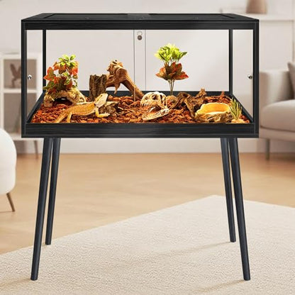 Bearded Dragon Tank with Leg Stand 62 Gallons, Acrylic Panel Lizard Tank, Reptile Tank with Metal Mesh Roof Door (Black, 40"x20"x20") - color: Black, size: 40"x20"x20"