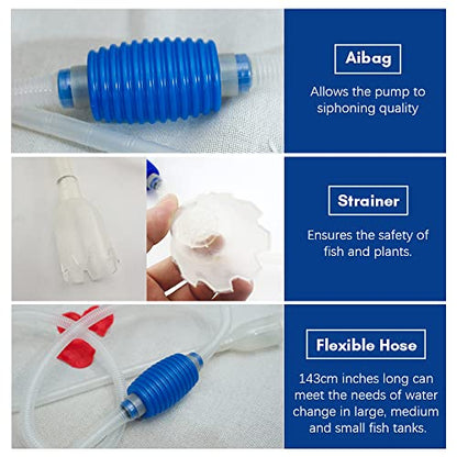 Haofy 5 in 1 Aquarium Fish Tool Cleaning Tools Kit Aquarium Gravel Cleaner Siphon Fish Tool Cleaner Water Changer for Terrarium Aquarium Scissors