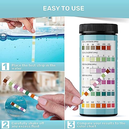 Hot Tub Test Strips for Spas - 6 in 1 Water Test [100 Pack] | Includes 100 hot tub test strips that measure chlorine, bromine, pH, alkalinity and hardness with results in 30 seconds. - style: HOT TUB TEST STRIPS - 100 STRIPS