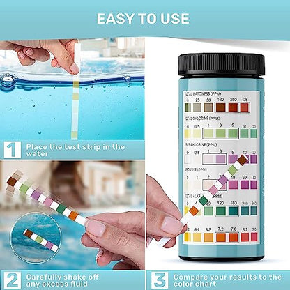 Hot Tub Test Strips for Spas - 6 in 1 Water Test [100 Pack] | Includes 100 hot tub test strips that measure chlorine, bromine, pH, alkalinity and hardness with results in 30 seconds. - style: HOT TUB TEST STRIPS - 100 STRIPS