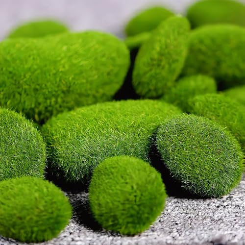 12 Pcs Artificial Moss Rocks (6 Sizes) Fake Rocks, Moss Balls, Faux Moss - Perfect for Flower Arrangements, Gardens, DIY Crafts, and Aquarium Plants Decorate