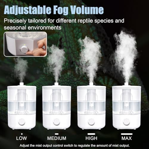 4L Reptile Humidifier Fogger for Reptiles Tank, 1 Gallon Top fill Reptile Mister with Extended Hose, Adjustable Fog Volume, Ideal for Chameleon, Snakes, Tortoises, Amphibians, Terrariums | Extended Hose for Reptile Tank and Terrarium, Adjustable Fog Outpu
