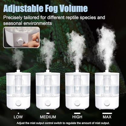 4L Reptile Humidifier Fogger for Reptiles Tank, 1 Gallon Top fill Reptile Mister with Extended Hose, Adjustable Fog Volume, Ideal for Chameleon, Snakes, Tortoises, Amphibians, Terrariums | Extended Hose for Reptile Tank and Terrarium, Adjustable Fog Outpu