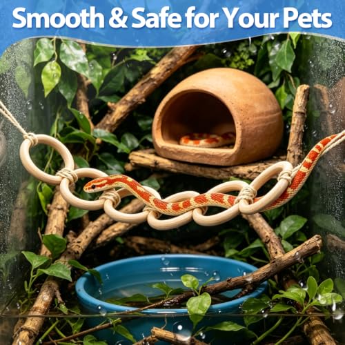 Harhana 12-Piece Snake Climbing Rings, Natural Wooden Rings for Corn Snake & Ball Pythons, Reptile Enclosure Accessories