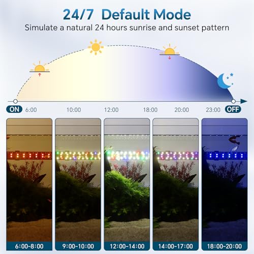 AQQA 26.97 Inch Submersible Aquarium Light, 24/7 Mode Fish Tank Light | 7 Adjustable Angles, 9 Color Options, 4 Rows Beads, Dimmable & Timer Control, IP68 Waterproof Full Spectrum Plant Light - size: 26.97In ( For 27.56''-53.94'' Length Fish Tank)