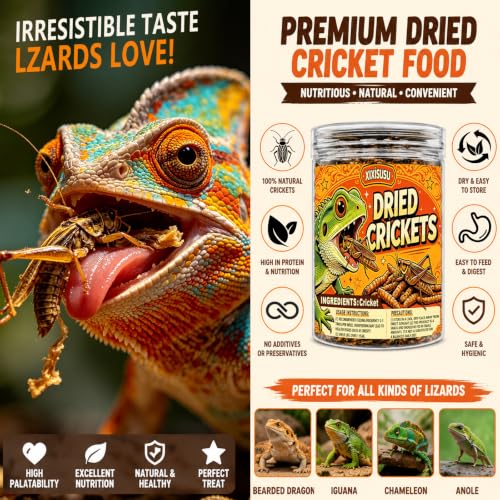 Freeze Dried Crickets – 4 Oz High Protein Freeze Dried Crickets, Food for Reptiles, Bearded Dragons, Lizards, Geckos, Birds, Fish,Hedgehogs, Bearded Dragon Food