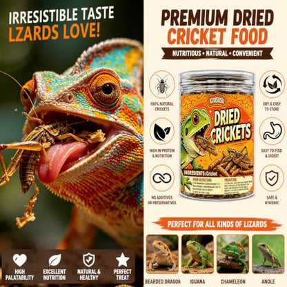 Freeze Dried Crickets – 4 Oz High Protein Freeze Dried Crickets, Food for Reptiles, Bearded Dragons, Lizards, Geckos, Birds, Fish,Hedgehogs, Bearded Dragon Food