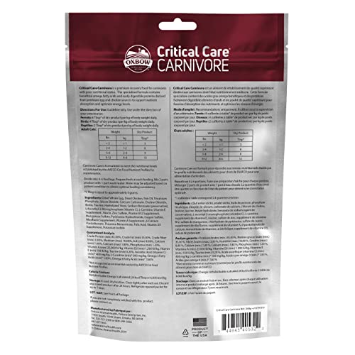 Oxbow Critical Care Carnivore, Recovery Food for Cats & Ferrets, 340 g | High-Calorie, Assist Feeding, Syringe Feed, Emergency Nutrition, Whole Egg, Dried Chicken, Cats, Ferrets, Reptiles, Hawks - size: 11.99 oz