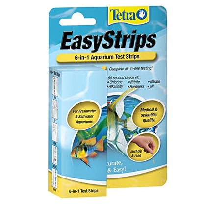Tetra EasyStrips 6-in-1 Aquarium Water Test Strips, 25 Count | 1 Strip Tests 6 Water Quality Issues, Results In 60 Seconds, For Freshwater Or Saltwater Fish Tanks, Test Weekly - size: 25-Strip