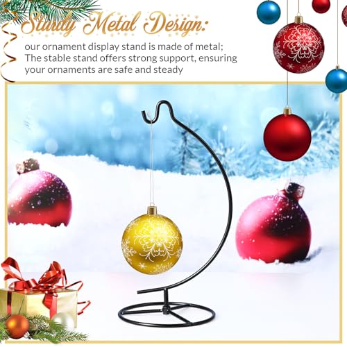 Ornament Display Stand Metal Hanger Christmas Home Office,Black | Ornament Holder for Glass Ball Air Plant Terrarium, Round Base Stand, Wedding Centerpiece Display, 10.43 Inch Height - color: Black