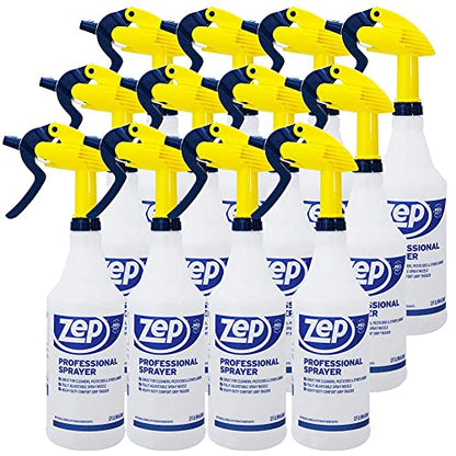 Zep Professional Sprayer Bottle - 32 oz (Case of 12) - HDPRO1 - Versatile Adjustable Nozzle Spray Bottles with a Fine Mist or Powerful Spray, Refillable for Diluted Concentrate
