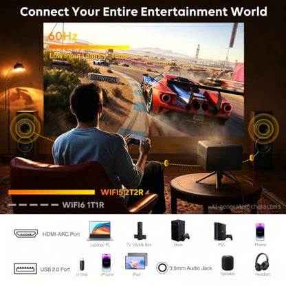 3500 ANSI Lumens Google TV Projector with WiFi and Bluetooth CR67 | with WIFI and Bluetooth,4K Support,Auto Focus & Keystone,Google Voice Assistant,60HZ Low Latency,Built in Cooling system