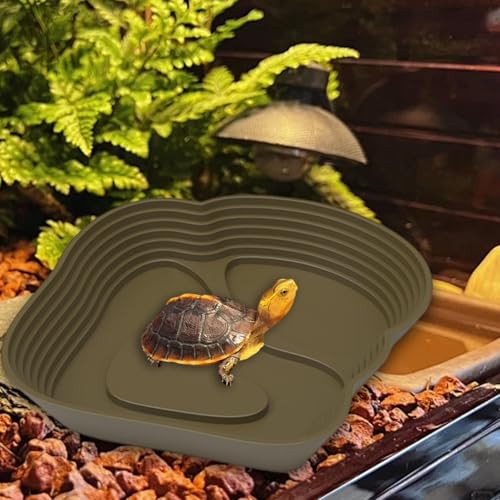 Reptile Water Dish,Reptile Bathing Pool,Turtle Bath Feeding Dish Tortoise Water Bath Bowl for Frog Tortoises Pet Supplies, Coffee - color: Coffee