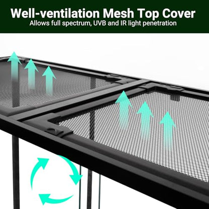 REPTI ZOO Large Glass Reptile Tank 48"x18"x36", 130 Gallon Vertical Reptile Terrarium with Front Opening Door & Ventilated Mesh, Paludarium Tank for Chameleon lizard Frogs Arboreal Reptiles Amphibians