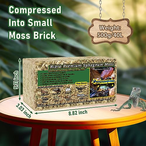 Riare 1.1LB Natural Sphagnum Moss for Reptiles- Terrarium Reptiles Moss | 25QT High Expansion, Moisture Retention, Long Fiber Dried Moss Bedding for Lepard Gecko Snakes Turtles Frogs Spiders - color: 1.1 LB