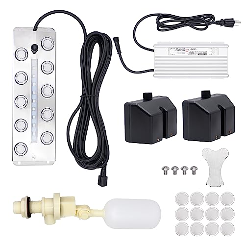 Mist Maker Fogger 10 Head Ultrasonic Mist Fogger | Colorful Mist, 9000ml/H Mist Maker Fogger with Float, 400W Power Supply, Perfect for Pond Garden Lawn Greenhouse Decoration