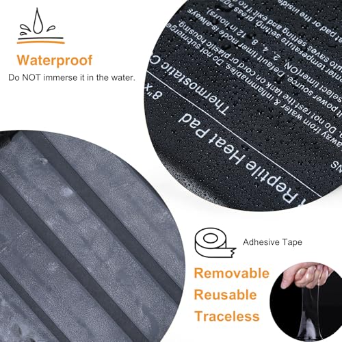 Reptile Heating Pad with PID Thermostat & Timer, 8”x12” Under Tank Heater for Hermit Crab, Snake, Turtle, Lizard, Frog, Spider and Other Reptiles