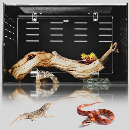 24x16x16 PVC Reptile Enclosure for Leopard Reptiles, Front Opening Tank | Spacious PVC build, front-opening design, full screen top, side vents, upgraded lock, leopard gecko & ball python habitat - size: 24"16"16"