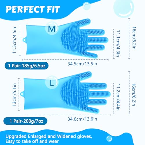 Pecute Silicone Pet Grooming Gloves for Washing Cats Dogs Bath Brush Large | 3,000 soft bristles, Gentle massage & deshedding, Dishwasher safe, For large/thick coats, Home/car cleaning - size: Large