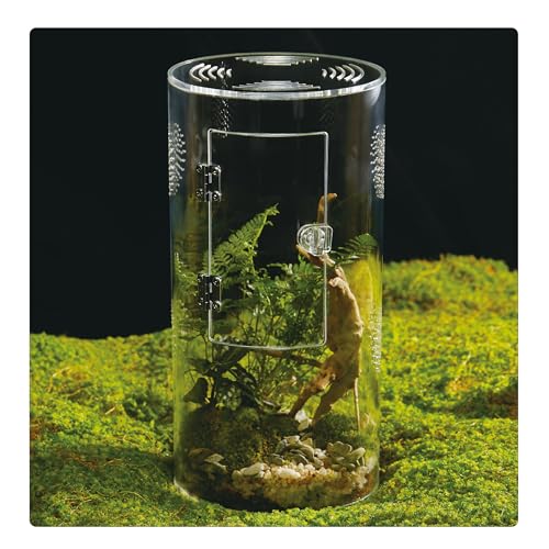 Acrylic Terrarium for Reptiles & Spiders – Small/Medium/Large Leak-Proof Enclosure (Horizontal/Vertical) | Ideal for Tarantulas, Jumping Spiders, Frogs & Geckos(Large, Round) - size: Large