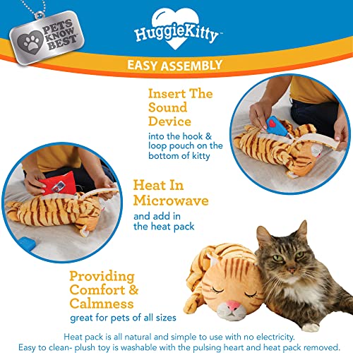 HuggieKitty by Pets Know Best- Cuddly Cat Toy, Soothing Sound & Warmth Help Relax & Comfort Your Pet- Purr & Heartbeat, Heating Pack- Orange - color: Orange