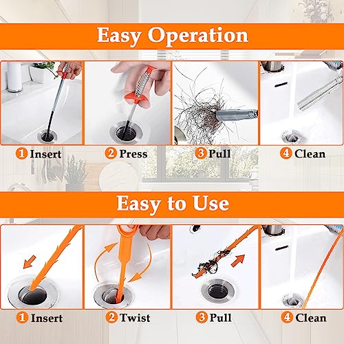SDTC Tech 6-Pack Drain Snake Kit for Sewer Toilet Kitchen Sink Bathroom Tub | 6-Pack 64 Inch Snake Drain Cleaner and 20 Inch Hair Clog Remover Flexible Spring Pipeline Claw Hook Retriever - color: 5pcs 20inch+ 1pcs 64inch