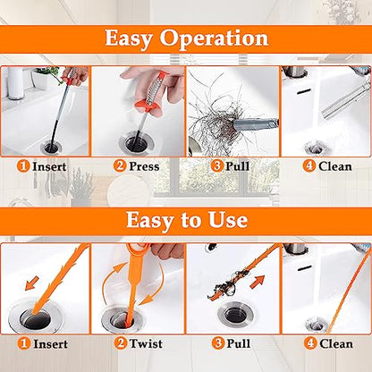 SDTC Tech 6-Pack Drain Snake Kit for Sewer Toilet Kitchen Sink Bathroom Tub | 6-Pack 64 Inch Snake Drain Cleaner and 20 Inch Hair Clog Remover Flexible Spring Pipeline Claw Hook Retriever - color: 5pcs 20inch+ 1pcs 64inch