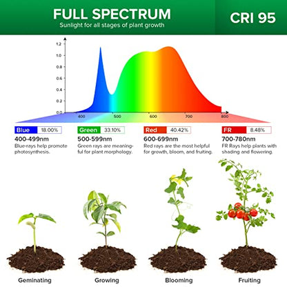 SANSI LED Grow Lights for Indoor Plants, Lifetime Free Bulb Replacement | 150W Full Spectrum 1-Gooseneck Clip Plant Grow Light, Plant Light with Timer 4/8/12 Hrs, High PPFD Growing Power Grow Lamp - size: 1 Head 1 Pack