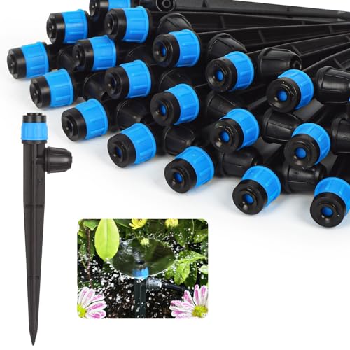50pcs Drip Irrigation Emitters for 1/4" Drip Tubing Adjustable 360 Degree Fan Shape Water Flow Vortex Drippers for Drip Irrigation with Lock Barbed Irrigation Drip Nozzles for Flower Plants Garden - size: 50 Pcs Drip Emitters Vortex with Lock Barb