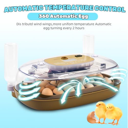 24 Eggs Incubator with Auto Water Refill & Humidity Control, Automatic Egg Turner, Built-in LED Candler, Species Pre-Programs for Chicken Duck Quail Turkey — Beginner Friendly