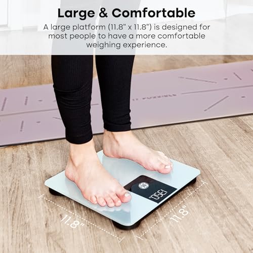 GE Bathroom Scale for Body Weight, Digital Weight Scales 500lbs Heavy Duty | High Capacity Body Measuring Device, High Accurate, White, BMI - color: White
