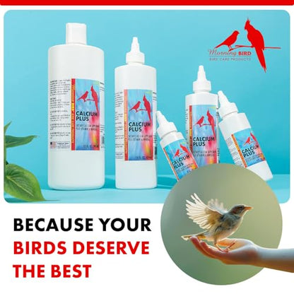 Calcium Plus Liquid for Birds – Calcium Supplement with Vitamins and Minerals for Strong Eggshells, Healthy Bones - Support Growth, Breeding, and Wellness for All Birds 8 Fl Oz | Calcium Supplement - Supports Healthy Growth, Bone Strength, Breeding, Brain