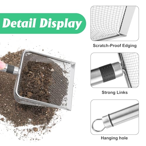 Adnee 2 Pcs Wider Gardening Soil Sifter-5.5" W Garden Sieve Sifter with Handle (3.8/5 mm Mesh)-Portable Gardening Sifter for Gradening Sand Soil Dirt Compost - color: 2 Set