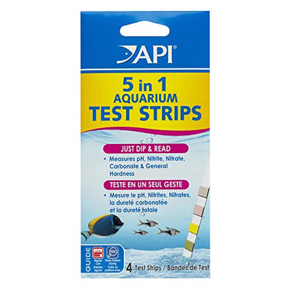 API 5-IN-1 TEST STRIPS Freshwater and Saltwater Aquarium Test Strips 4-Count Box - size: 4-Count