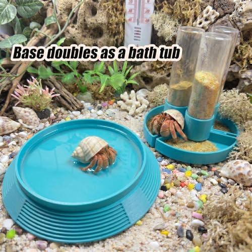4-in-1 Hermit Crab Feeding Station - Integrated Nutrition and Hydration Center，3D-Printed Tank Accessories Made from Safe Materials, Suitable for Hermit Crabs and Small Reptiles. - color: Cyan