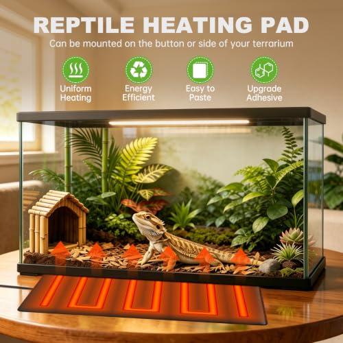 Reptile Heat Pad 8" X 18" 24W, Under Tank Heat Mat for Reptiles, Waterproof Hermit Crab Heating Pad for Terrarium, Snake, Turtle, Lizard - size: 8*18inch