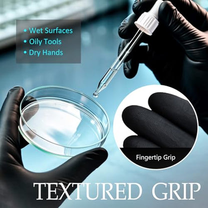 PROMEDIX P Black Disposable Nitrile Gloves, 6Mil 100 Pcs Food Safe Cooking Gloves Latex Free Rubber Gloves for Cleaning Exam - color: Black, size: Large