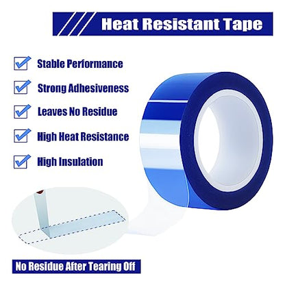 MEBMIK 6 Rolls 20mm x16m(52FT) Blue Heat Tape High Temperature Heat Resistant Tape Heat Transfer Tape for Heat Sublimation Press Vinyl,No Residue