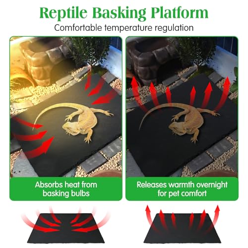Tfwadmx Reptile Basking Platform, Tortoise Feeding Dish, Natural Rock Reptile Food Bowl Landscape Habitat Decor for Turtle Lizard Bearded Dragon Crested Gecko Snake - size: 1pcs-12"x6"