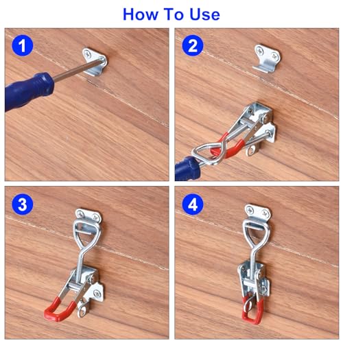 uxcell 16 Pack Adjustable Toggle Clamp, Metal Pull Latch Clamp, 4001 Style Quick Release Pull Latch Toggle Clamp, for Cabinet Box Trunk Case, Red Not Included Screw - color: Red